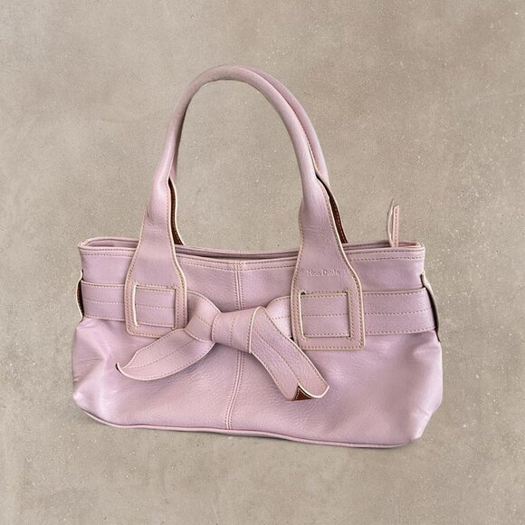 Vintage Deadstock Non Dude Pink Leather Coquette Bow Shoulder Purse Bag - Picture 1 of 6
